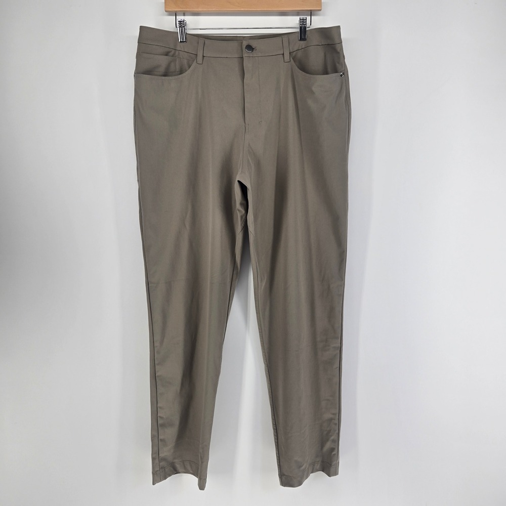 Lululemon ABC Classic-Fit Pant Men 38 Taupe Warpstreme LM5AQMT Trousers Techwear